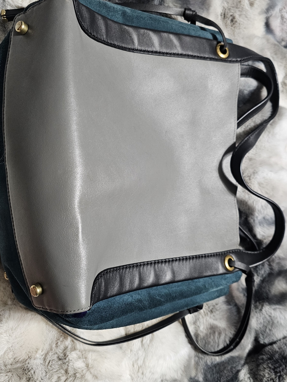 Coach RARE Harmony Hobo Runway Bag Two-Tone Gray Teal Burgandy Tote